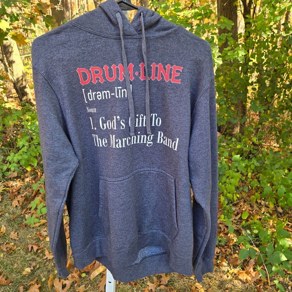 Drumline Marching Band Men's Hoodie Charcoal Gray size Medium God's Gift Unisex